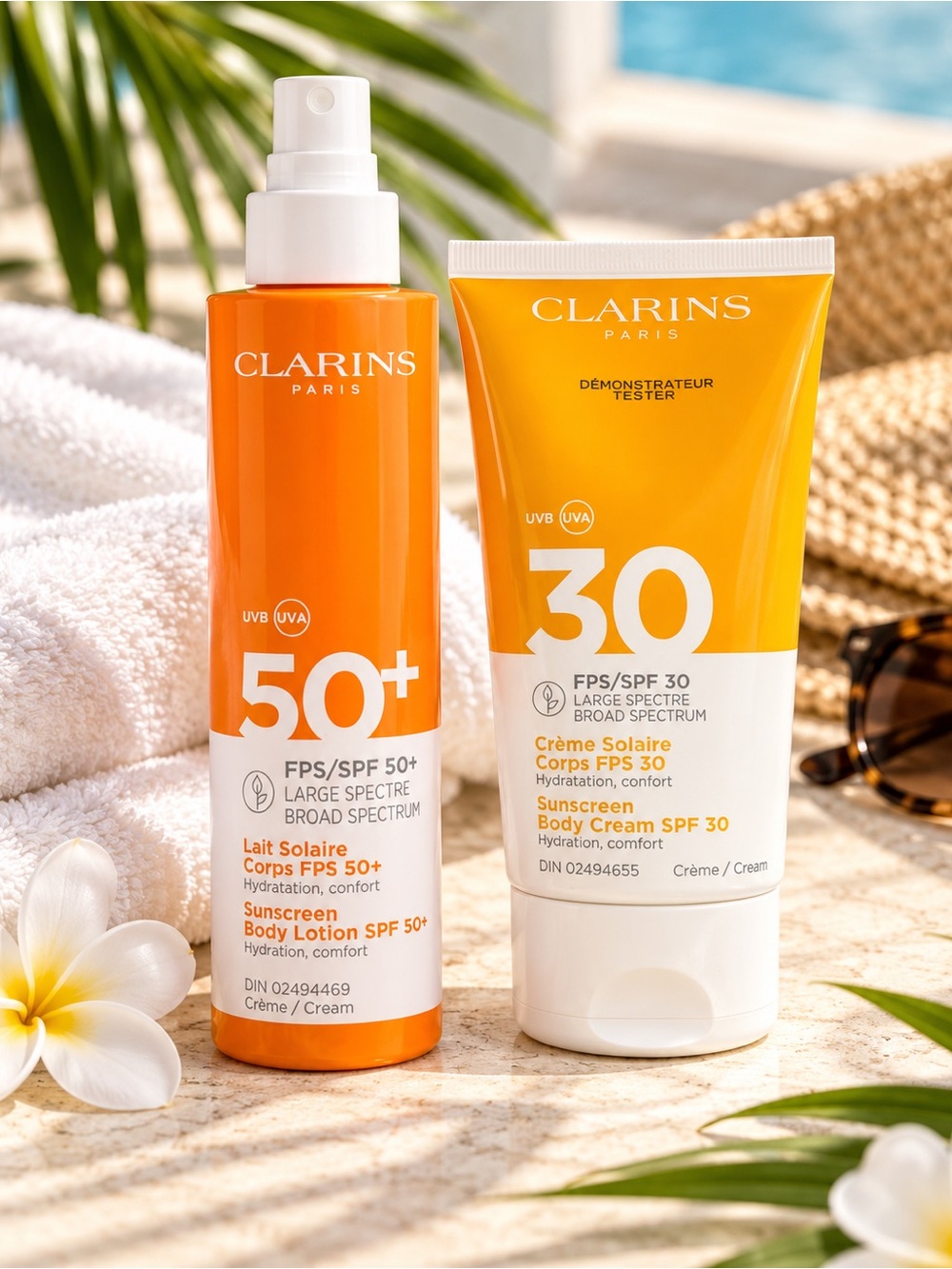 Clarins Sunscreen Body Lotion SPF 50+ & Body Cream SPF 30 Tester Lot